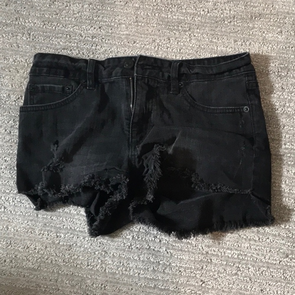 Black, denim shorts